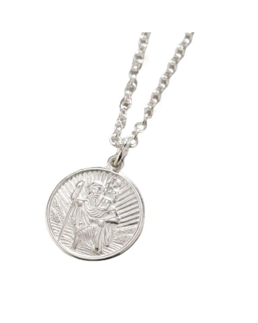 Posh Totty Designs White Men's Sterling Silver St Christopher Necklace for men