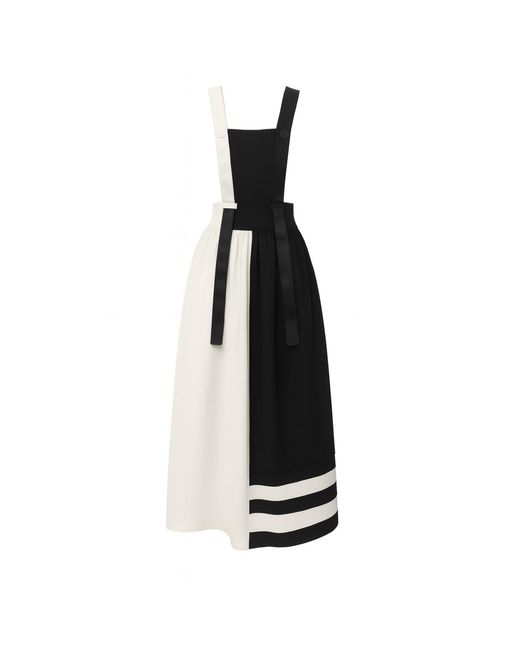 Julia Allert Black Neutrals Midi Apron Dress With Adjustable Straps