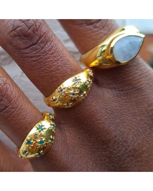 YAA YAA LONDON Metallic Neutrals Precious Daughter Topaz Gemstone Vermeil Ring