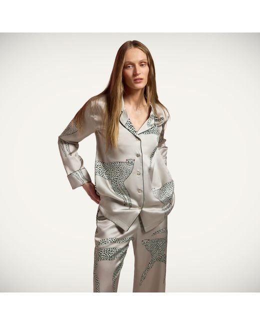 Piola Gray Silk Pyjama Shirt Long Sleeves