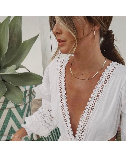 Crystals and Co Metallic Fine Herringbone Necklace