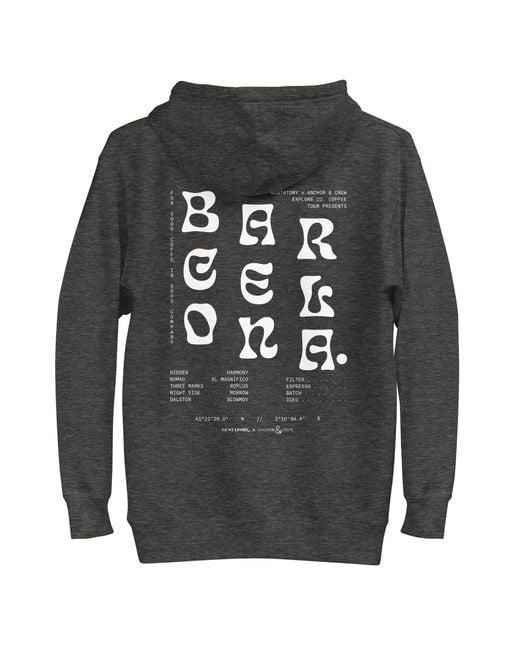 Anchor and Crew Gray Heather Gustatory Barcelona Coffee Scene Cotton Blend Embroidered Hoodie for men