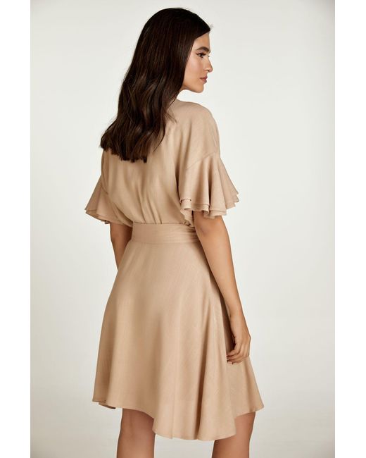 Conquista Natural Dress With Ruffle Sleeves