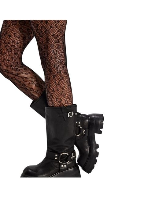 HIGH HEEL JUNGLE by KATHRYN EISMAN Brown Leopard Print Fishnet Tights