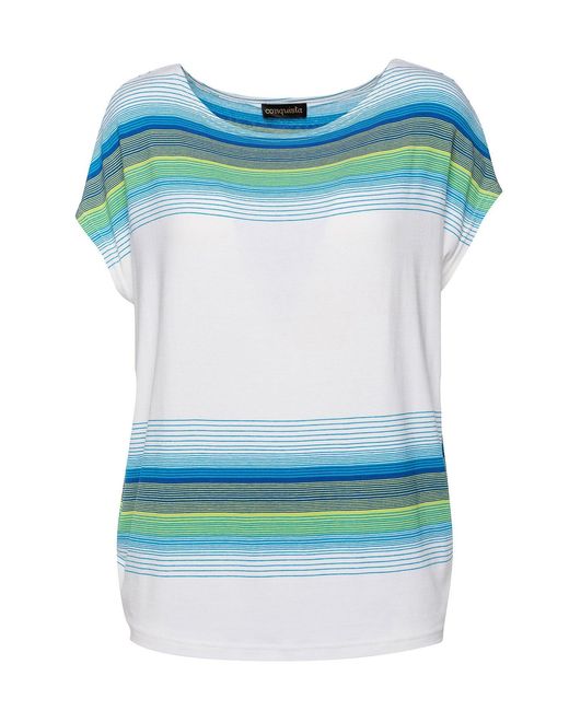 Conquista Blue Sleeveless Top With Striped Print