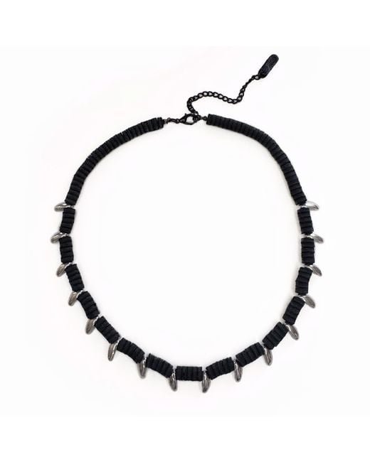 WAIWAI Black Spike Leather Collar Necklace