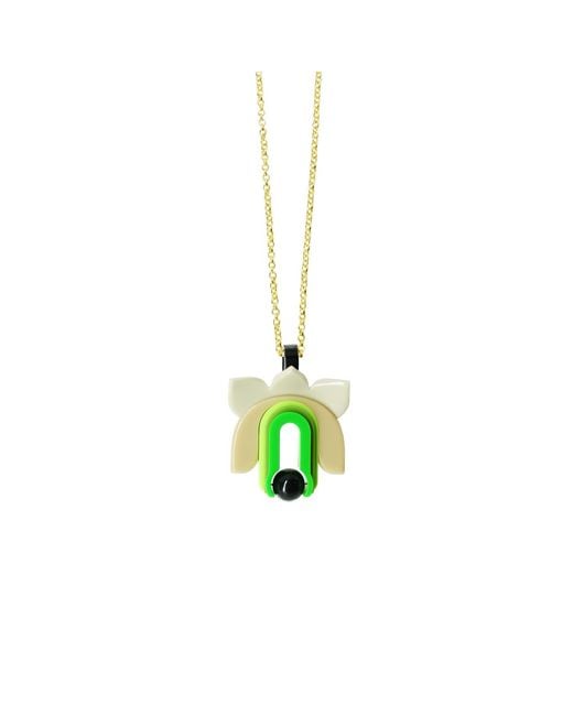 Gissa Bicalho Green Acrylic Handmade Necklace Chain Lilium