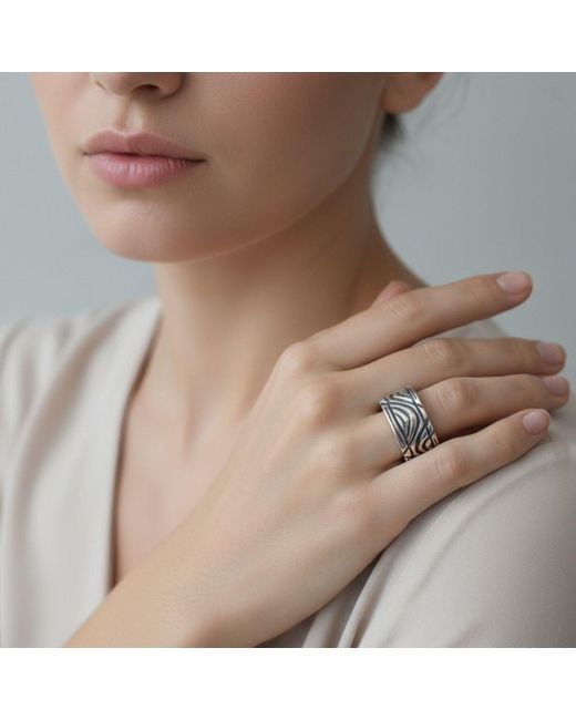 Tg-Jewellery by Tamara Gervasio Blue Le Linee Ring – Sterling Polish And Oxide