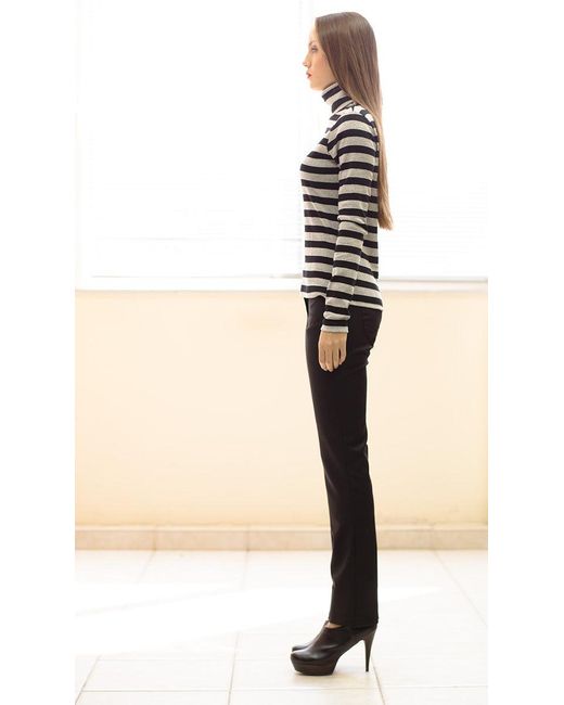 Conquista Black Striped & Polo Neck Jumper