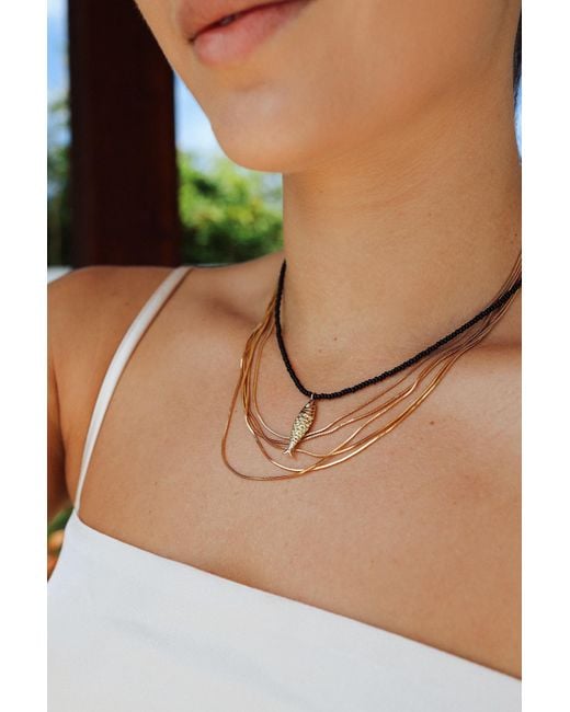Adriana Pappas Designs Metallic Five Layer Chain Necklace