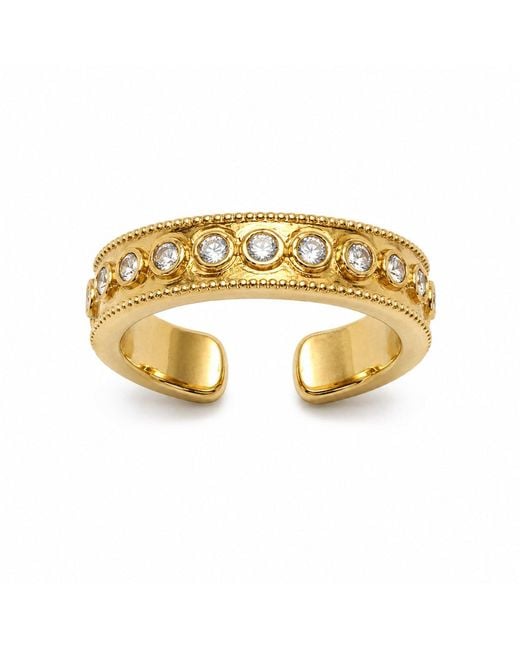 Aurozia Metallic Lotus Within Vermeil Starlight Dew Adjustable Open Ring
