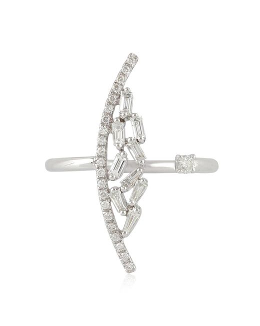Artisan Metallic Baguette & Round Diamond Open Cuff Ring