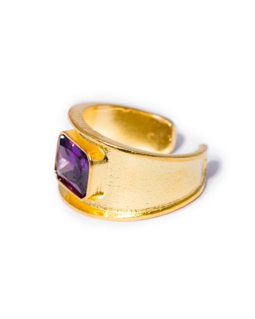 Kybele Studio Metallic Amethyst Gemstone Signet Ring
