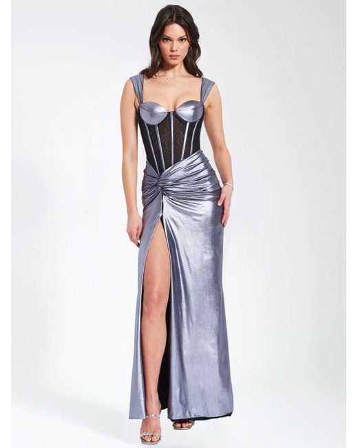 Miss Circle New York Odessa Metallic Corset Maxi Dress