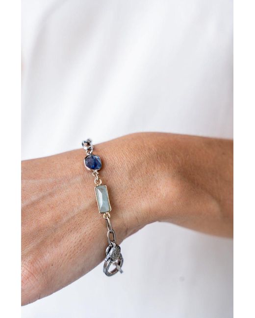Loni Paul Jewelry Blue Mixed Gemstone Bracelet With Kyanite, Moonstone & Aquamarine