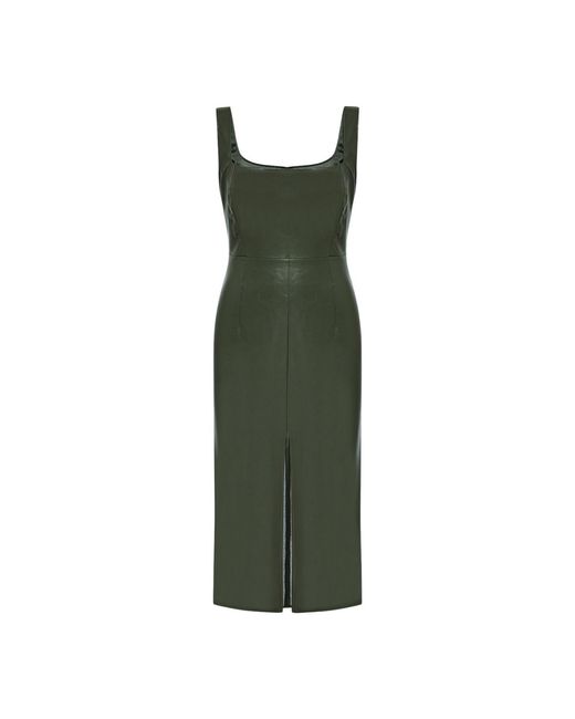 Thisisu Collection Green Penelope Vegan Leather Midi Dress –