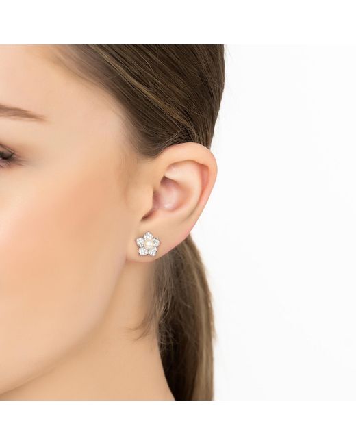 Latelita London Metallic Forget Me Not Pearl Stud Earrings