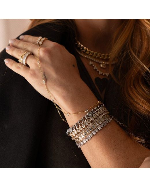 SHYMI Metallic Bezel-Set Oval Tennis Statement Bracelet