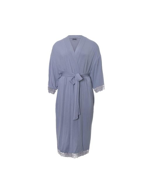 Pretty You London Blue Bamboo Lace Kimono Robe