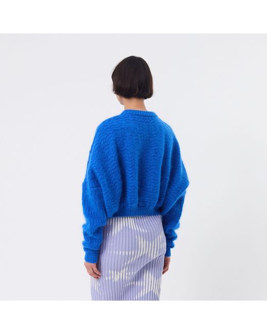 Ccy Currency Blue Mohair Zigzag Bubble Sweater