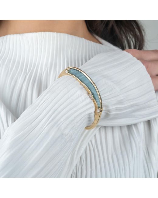 Rare Matters Jewelry Blue Gemstone Inlay Bangle Cuff