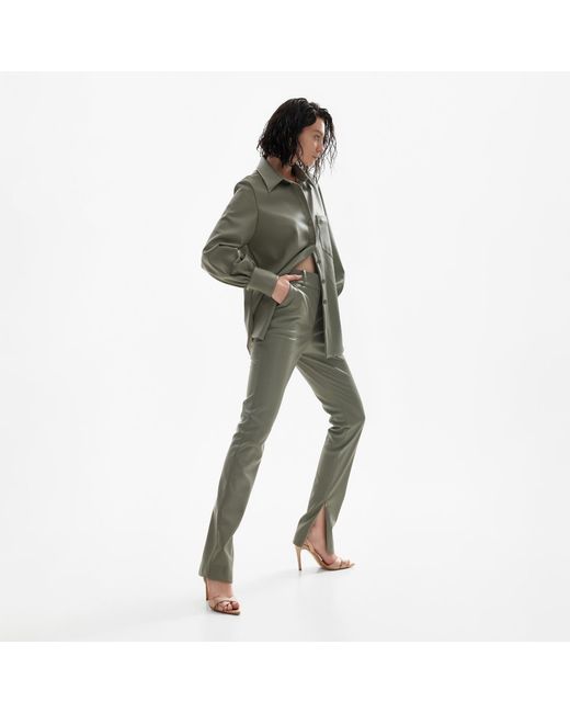 Lita Couture Green Vegan-Leather Trousers