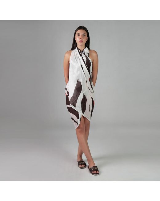 DHARA SHETH DUBAI Multicolor Into The Wild Zebra Print Resort Halter-Style Sarong