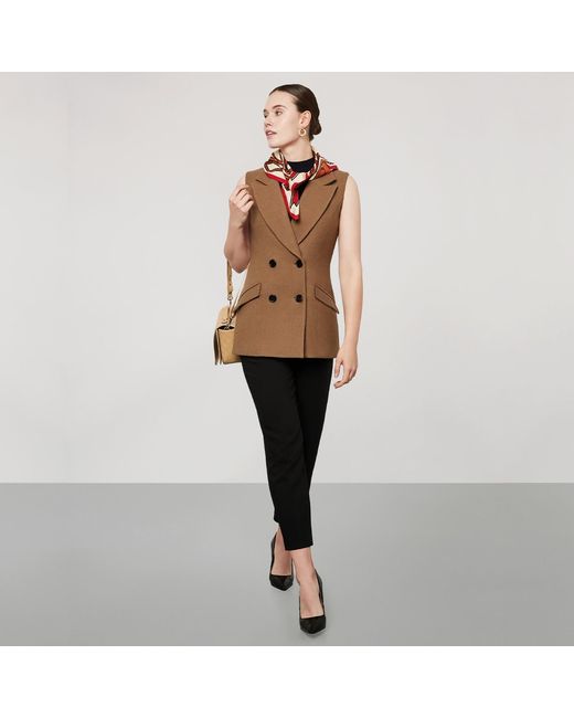 SEREN LONDON Brown Neutrals Double-Breasted Vest