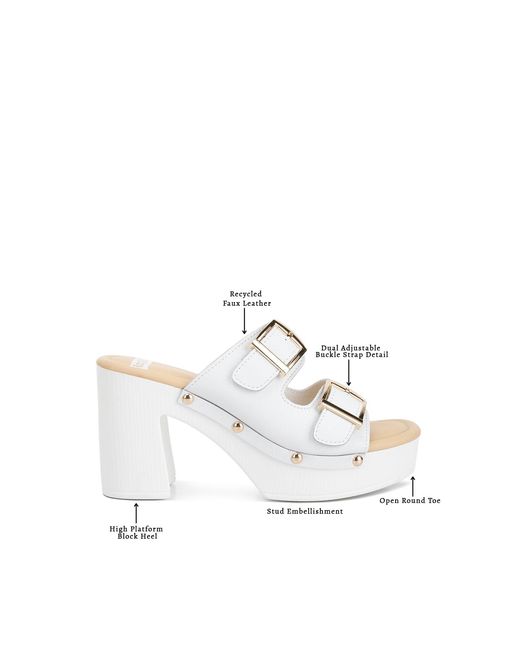 Rag & Co White Kenna Dual Buckle Strap Sandals