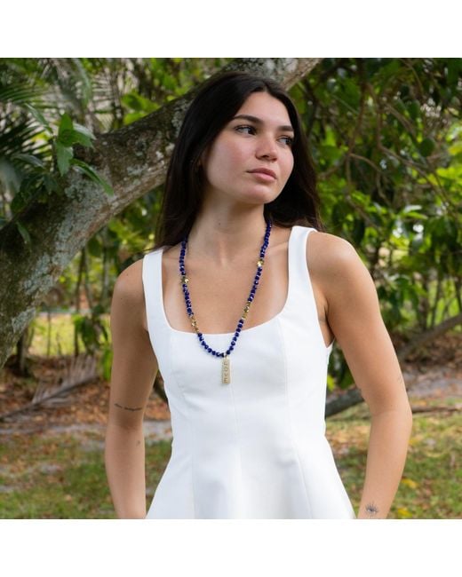 Ebru Jewelry Blue Forever Loved Pendant Beaded Necklace