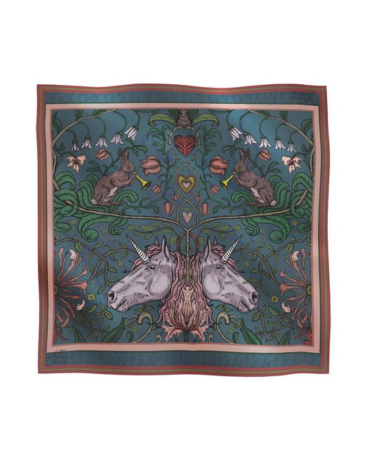 Natalia Petruch Green Mystic Rabbit Silk Chiffon Scarf