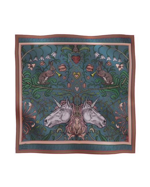 Natalia Petruch Green Mystic Rabbit Silk Chiffon Scarf