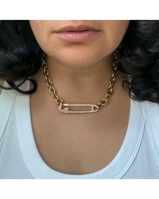 Jagged Halo Jewelry Metallic Safety Pin Necklace