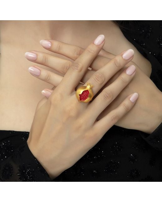 Milou Jewelry Metallic Pomegranate Adjustable Ring