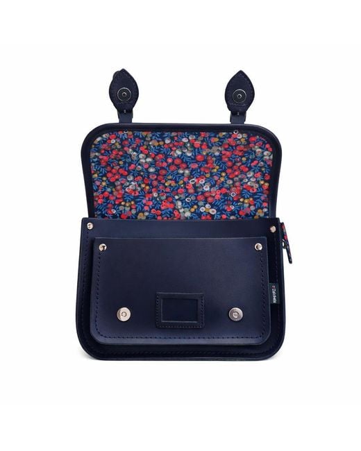 Zatchels Blue Floral Lined Leather Midi Satchel