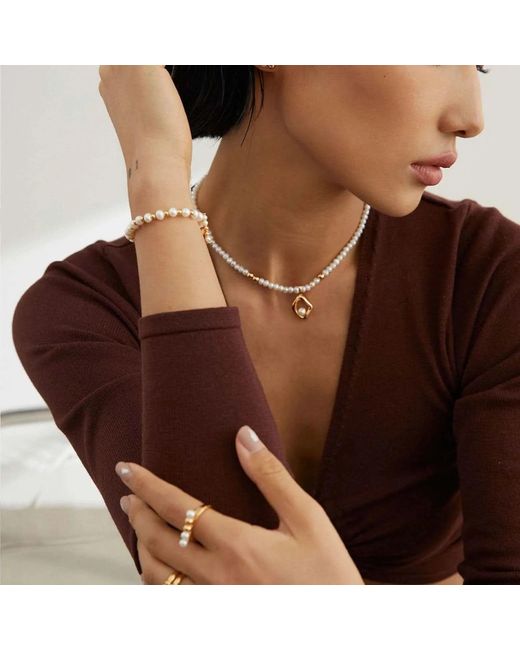 Angel Barocco Metallic Bead & Pearl Necklace