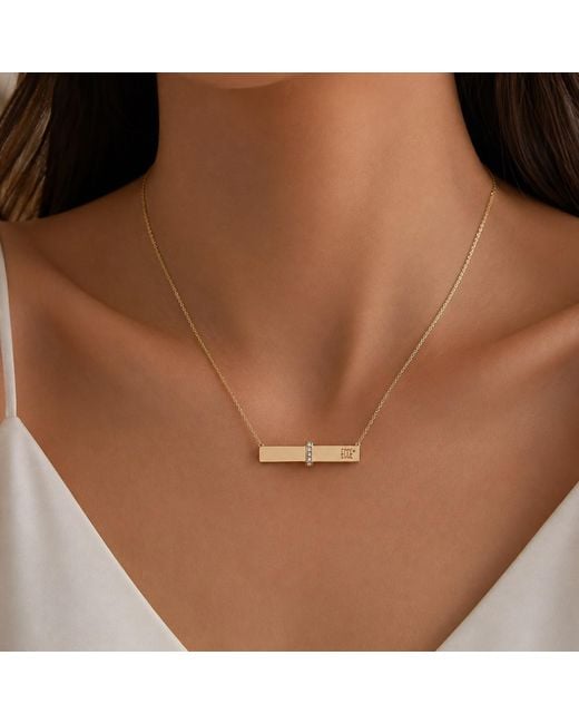 Ecce | Artisan Diamonds Metallic 14Ct Solid Ecce Brand Bar Diamond Necklace