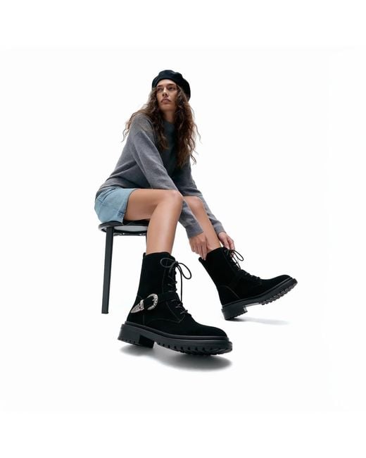 By Virgo Black Mireya Handcrafted Leather Boot