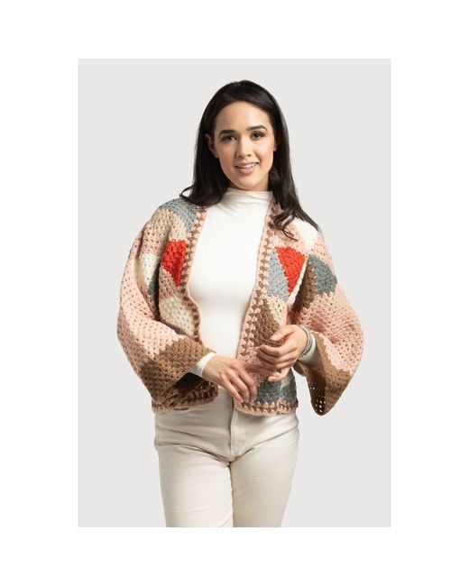 Saachi Red Hand-Crocheted Geometric Short Jacket