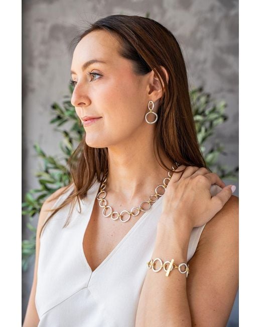 Loni Paul Jewelry Metallic Mixed Metal Sculpted Circle Necklace
