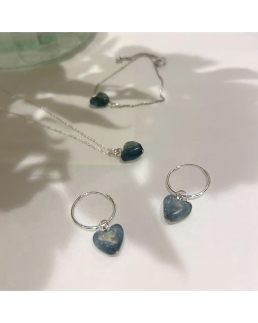 Bio-Trimmings Blue Sapphire Heart Hoop Earrings