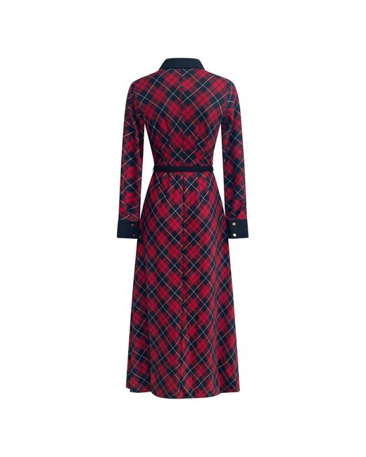Why Mary Purple Marion Classic Tartan A-Line Midi Dress