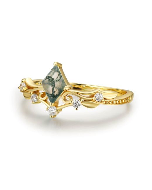Azura Jewelry New York Metallic Victorian Lace Moss Agate Ring Vermeil