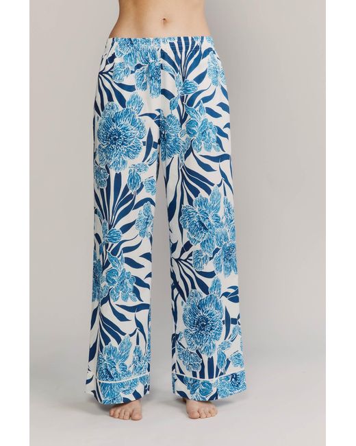 Kato Blue Colony Capri Cotton Pajamas