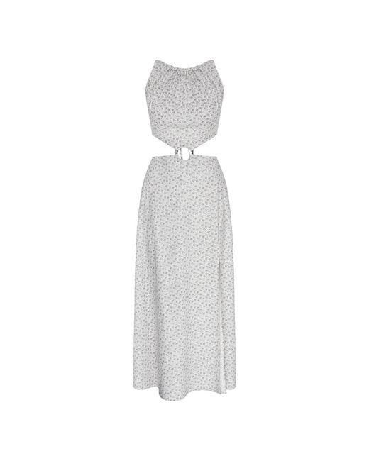 NAZLI CEREN White Eloise Ring-Embellished Cotton Dress
