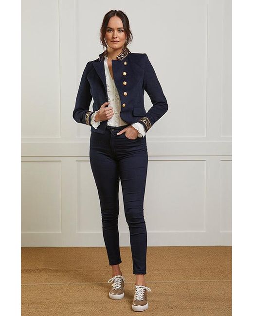 Guinea London Blue Military Jacket With Sequin Braid Details
