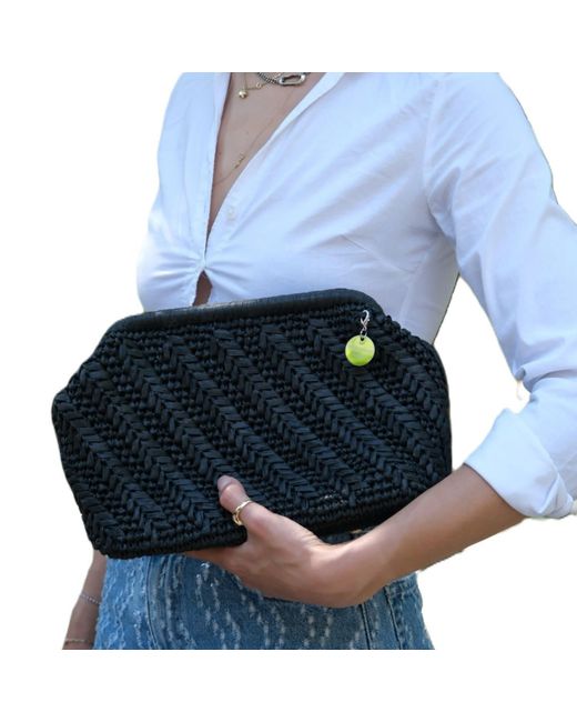 Springmoonatelier Black Abudance Raffia Handbag