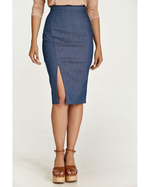 Conquista Blue Denim Style Pencil Skirt