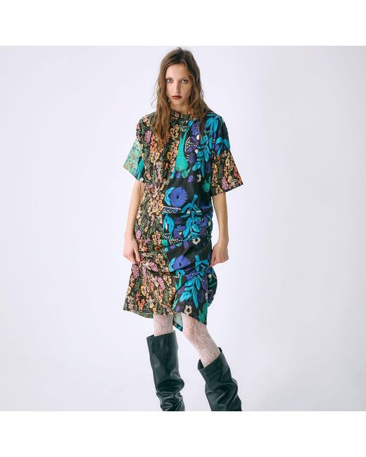 Miro Misljen Blue Wild Botanica Statement Dress