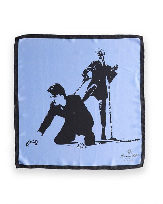 Gresham Blake Blue Love, Honour & Obey Pocket Square for men